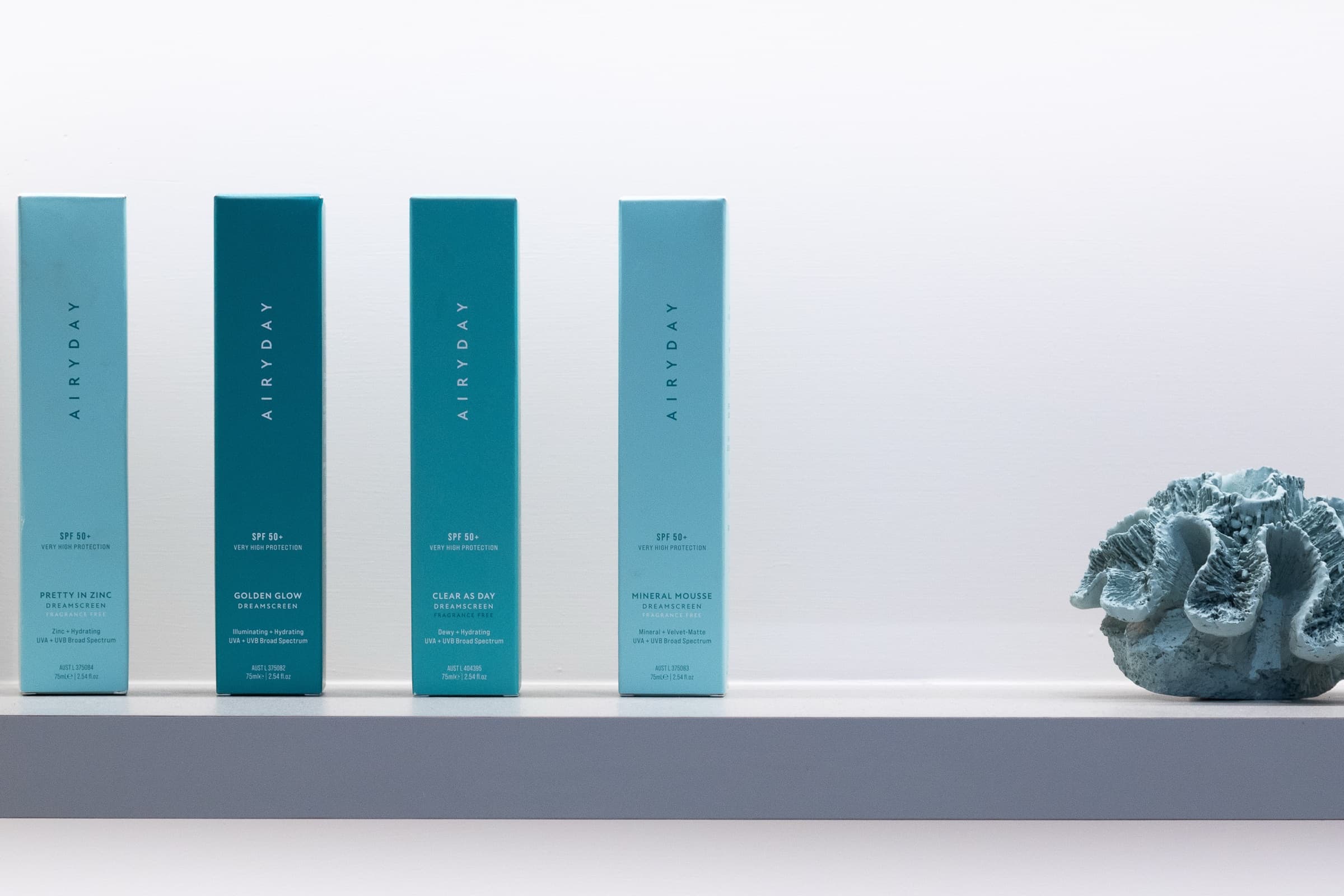 Skincare bottles on a shelf at DNTL Code