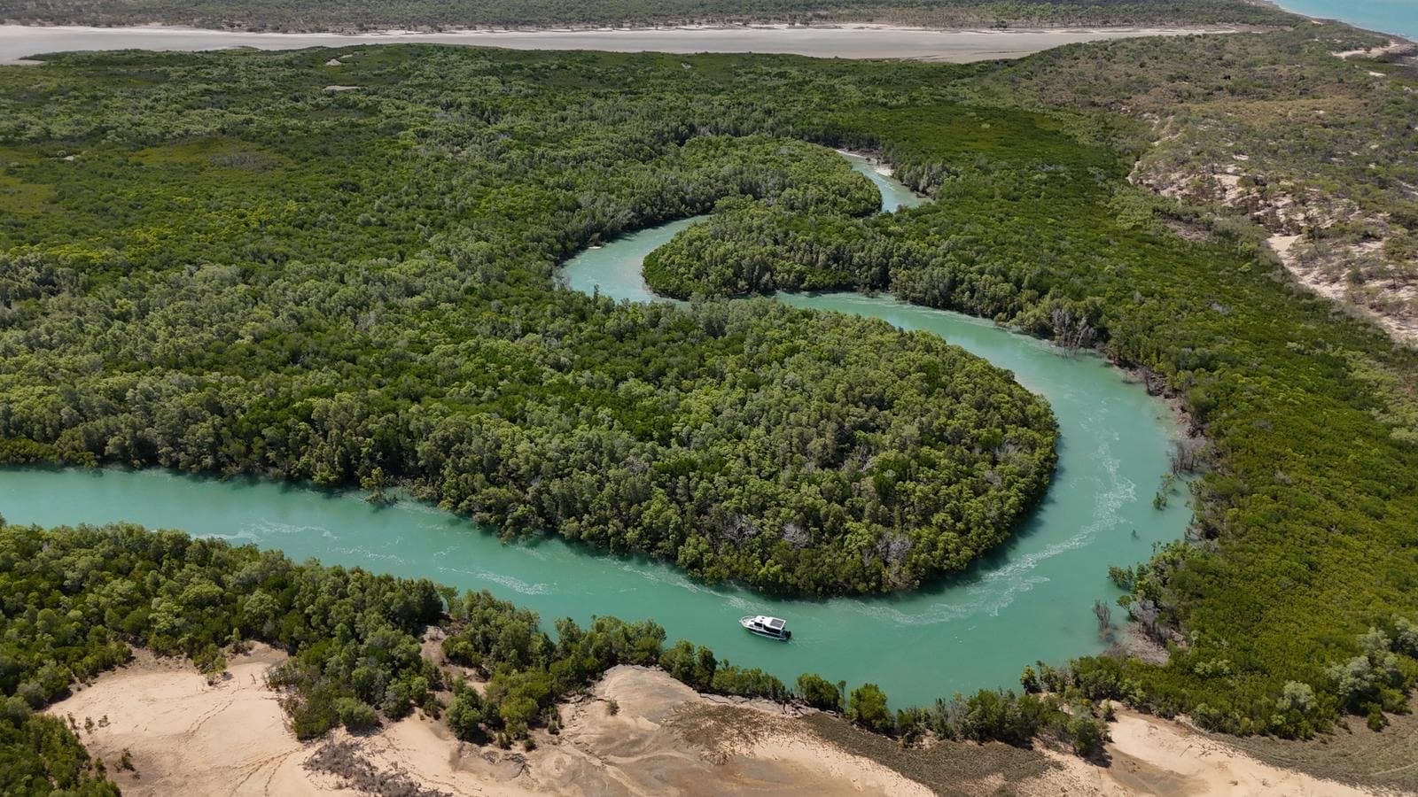 A creek winding through mangroves near Broome