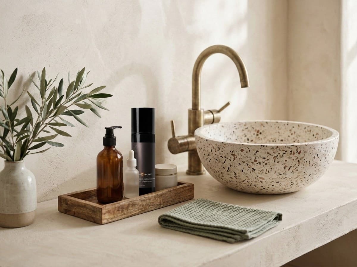 A bathroom vanity with Synergie UltraCleanse beside the hand soap