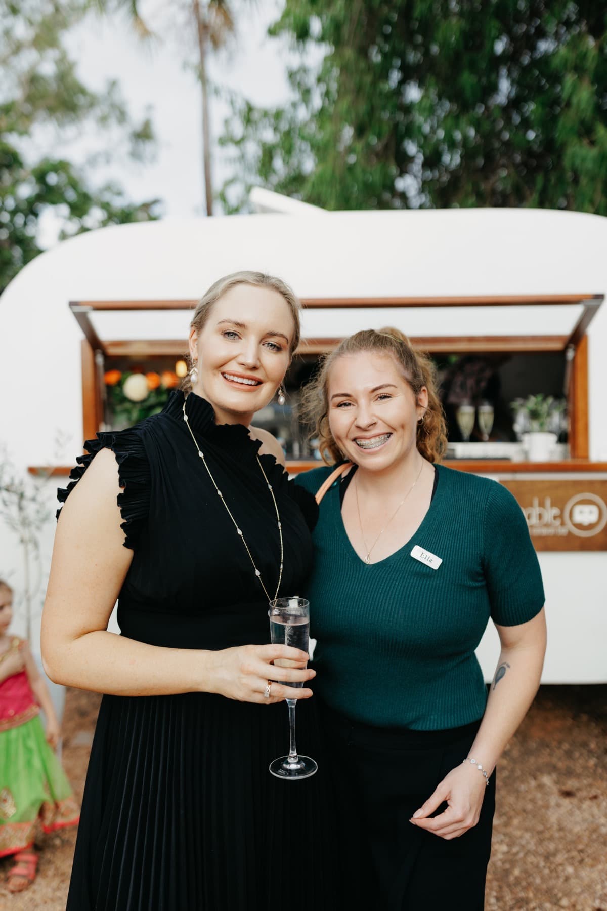 Two women at an evening event