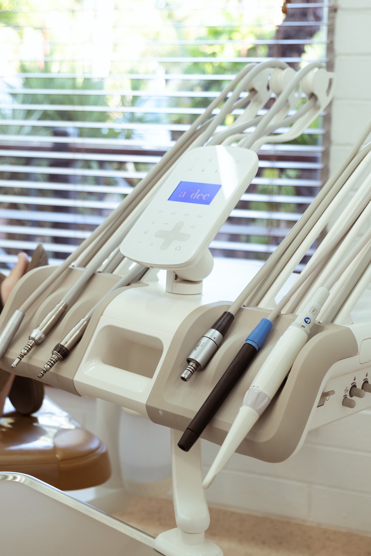 Dental handpieces on a treatment unit